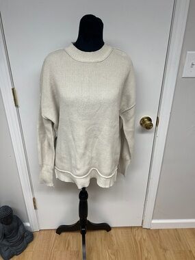 moon & madison Oversized Ribbed Crewneck Sweater in Off-White